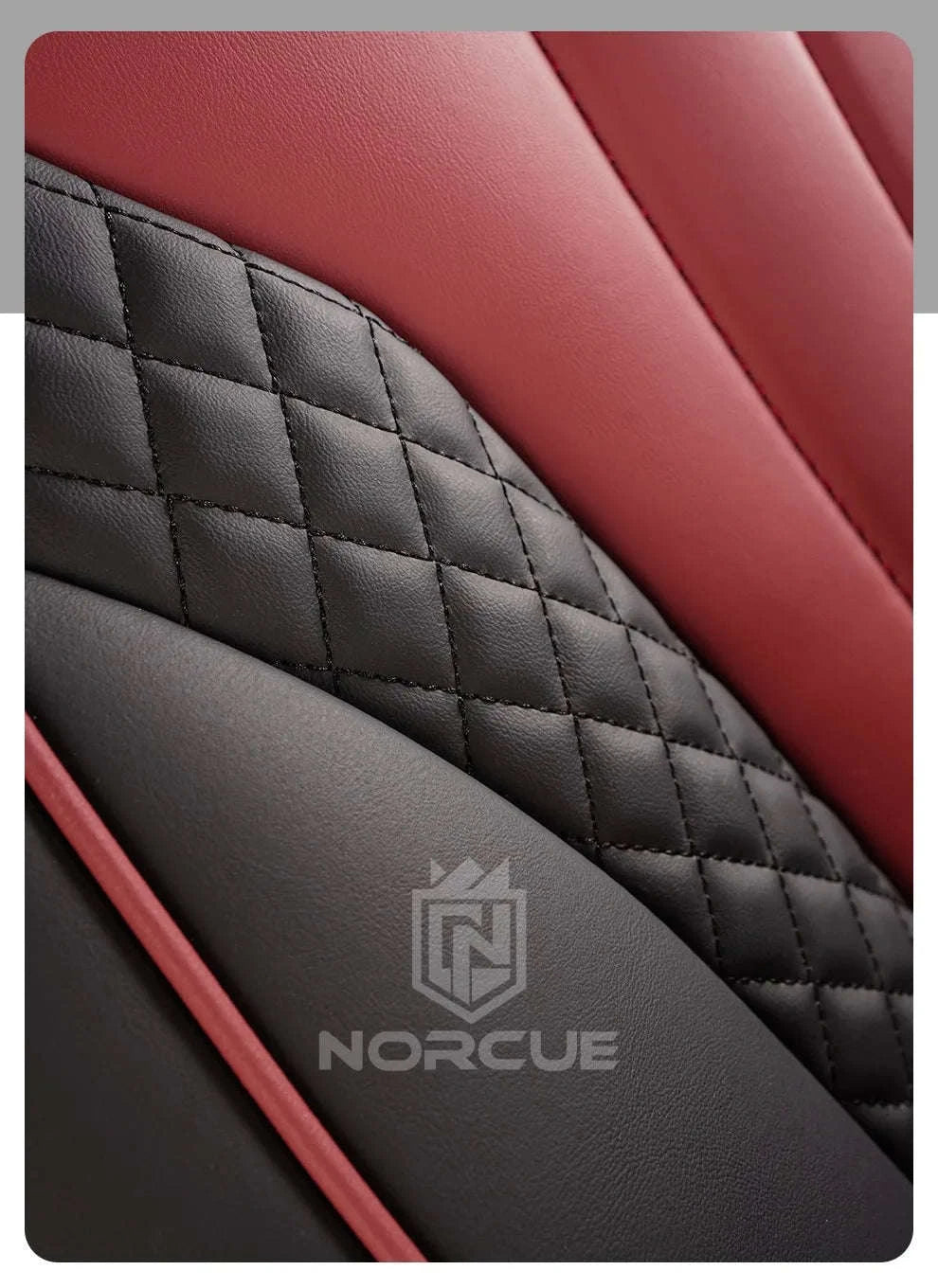 Sporty 5‑Seat PU Leather Car Seat Covers with 3D Embroidery-Black Gray