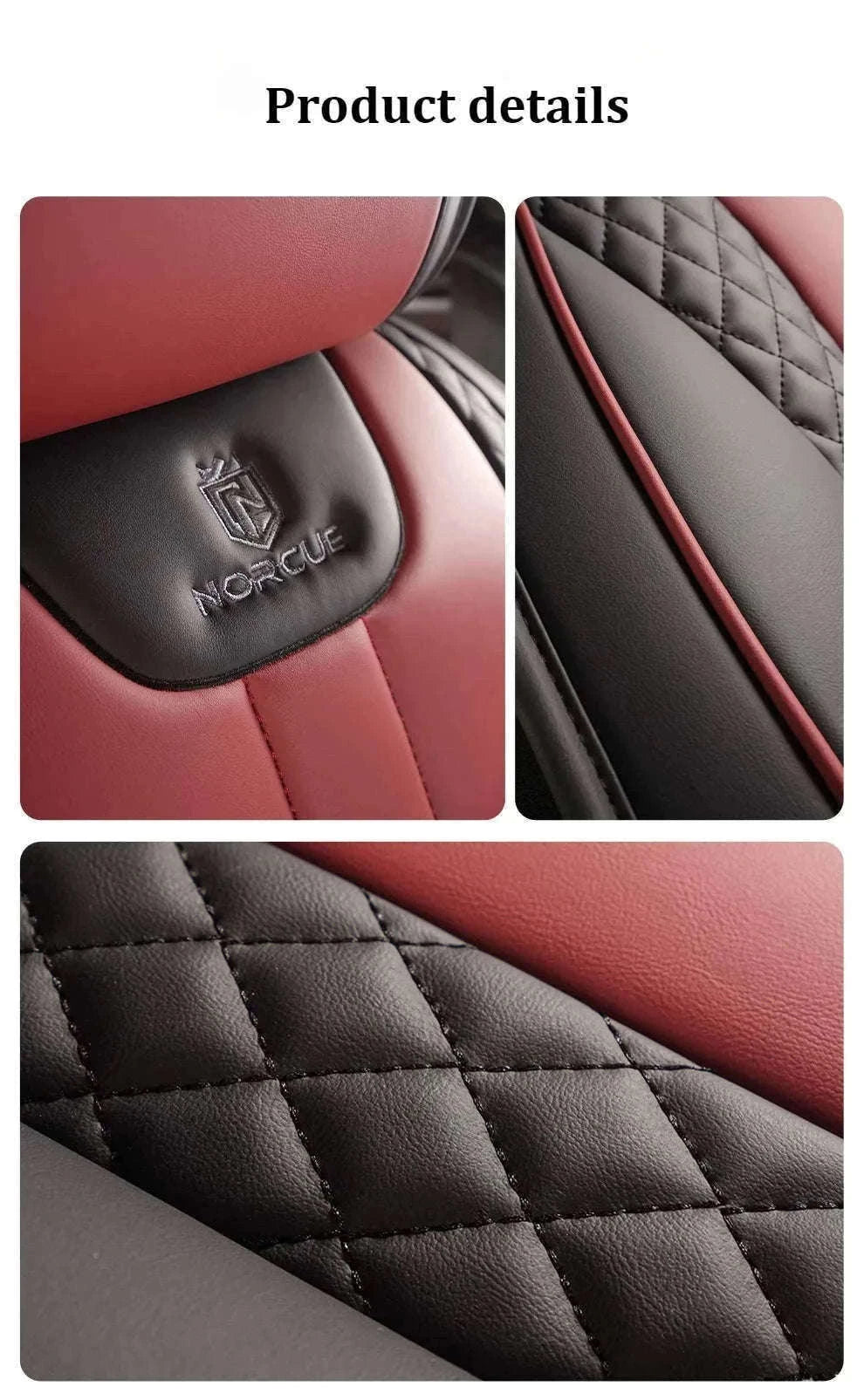 Sporty 5-Seat PU Leather Car Seat Covers with 3D Embroidery-Black red