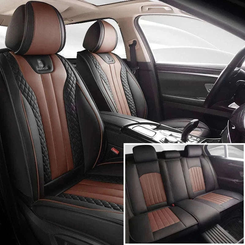 Sporty 5-Seat PU Leather Car Seat Covers with 3D Embroidery-Black red