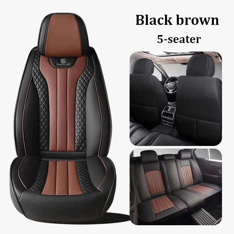 Sporty 5-Seat PU Leather Car Seat Covers with 3D Embroidery-Black red