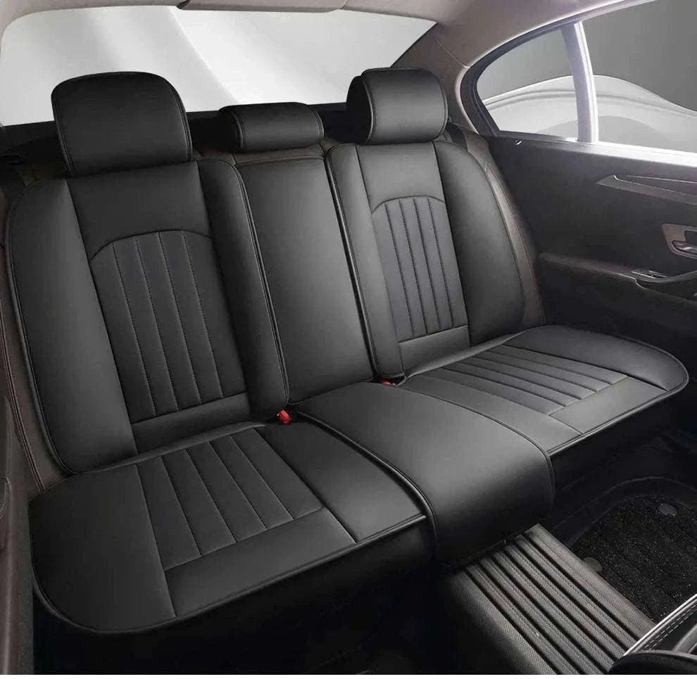 Sporty 5-Seat PU Leather Car Seat Covers with 3D Embroidery-Black red