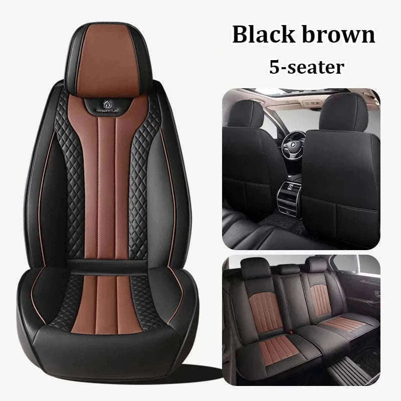 Sporty 5-Seat PU Leather Car Seat Covers with 3D Embroidery-Black red