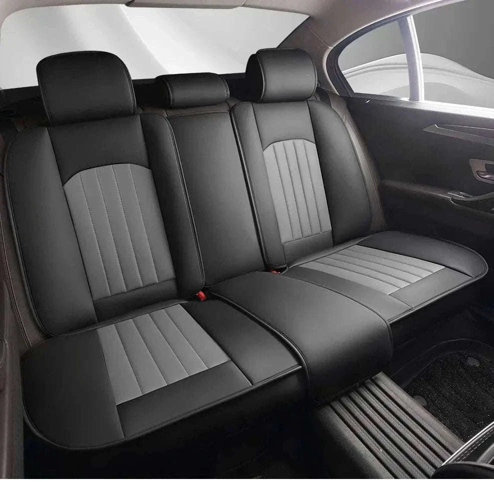 Sporty 5-Seat PU Leather Car Seat Covers with 3D Embroidery-Black red