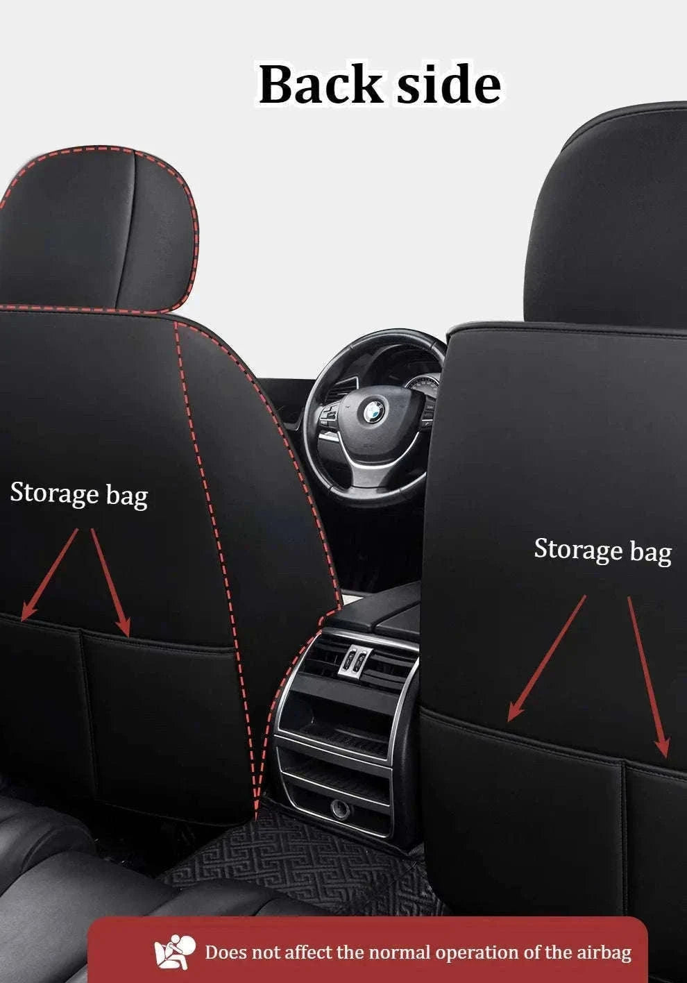 Sporty 5-Seat PU Leather Car Seat Covers with 3D Embroidery-Black red