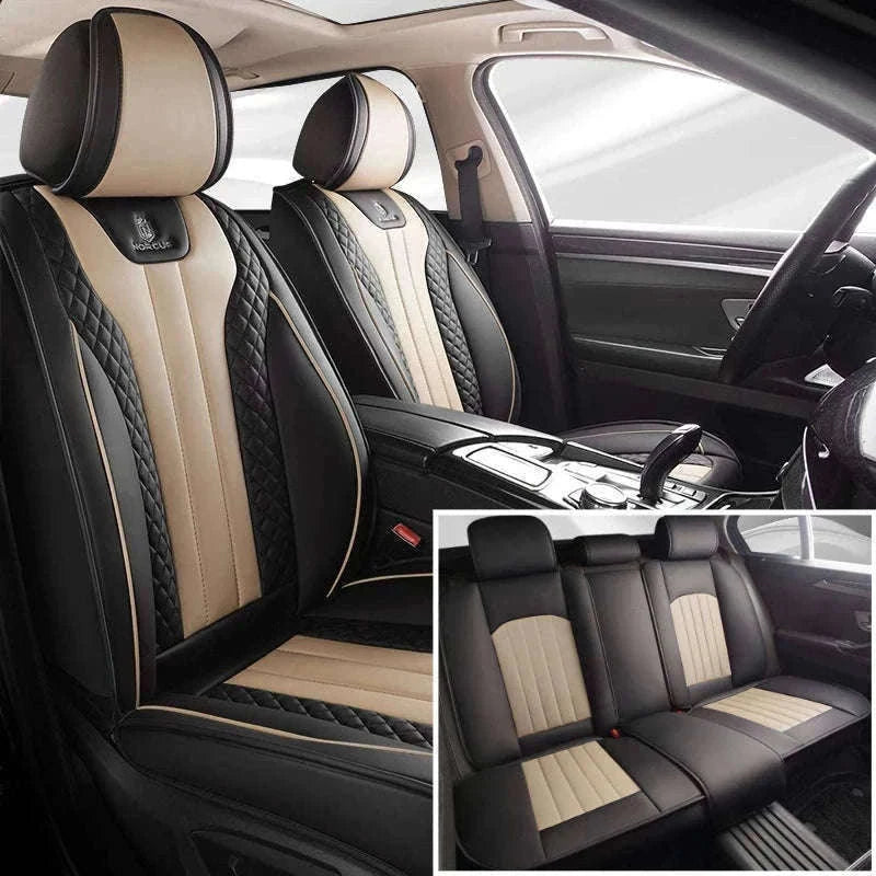 Sporty 5-Seat PU Leather Car Seat Covers with 3D Embroidery-Black red