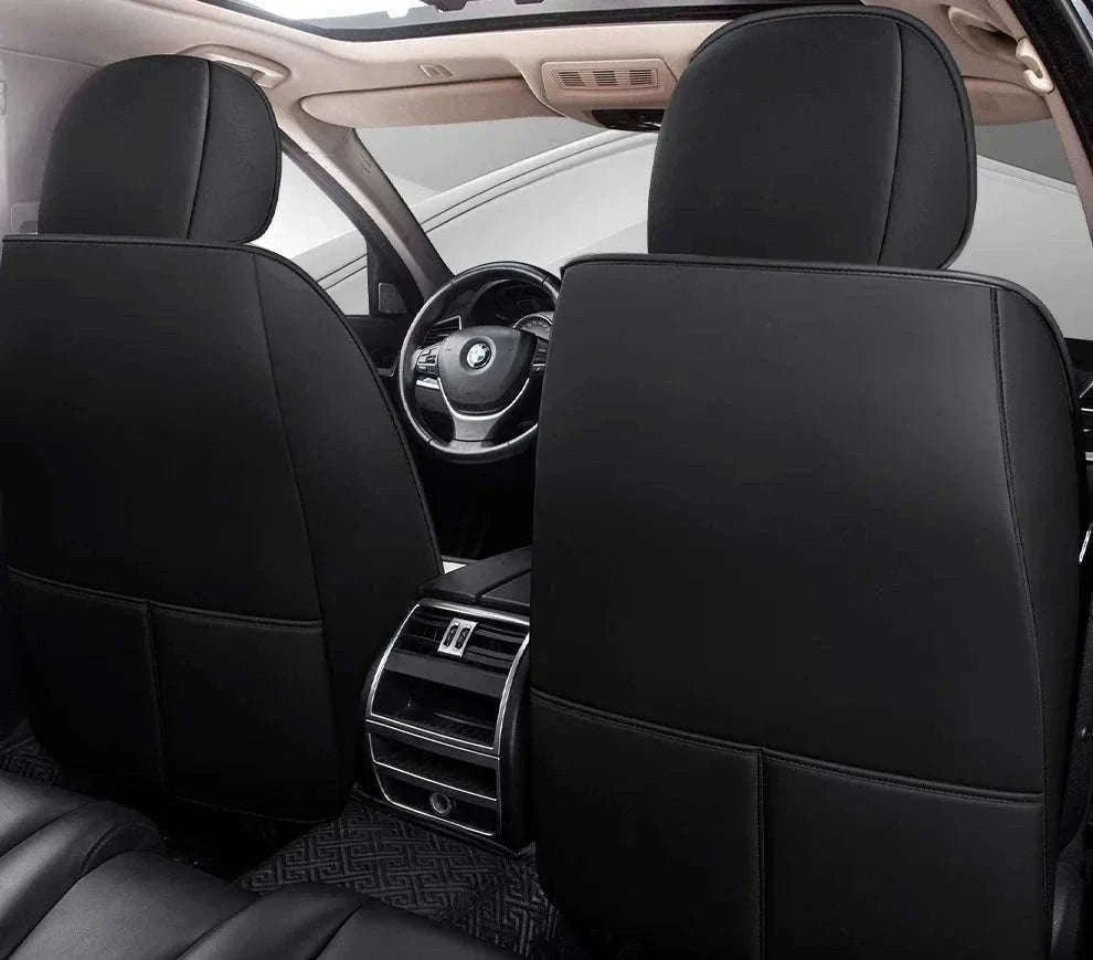 Sporty 5-Seat PU Leather Car Seat Covers with 3D Embroidery-Black red