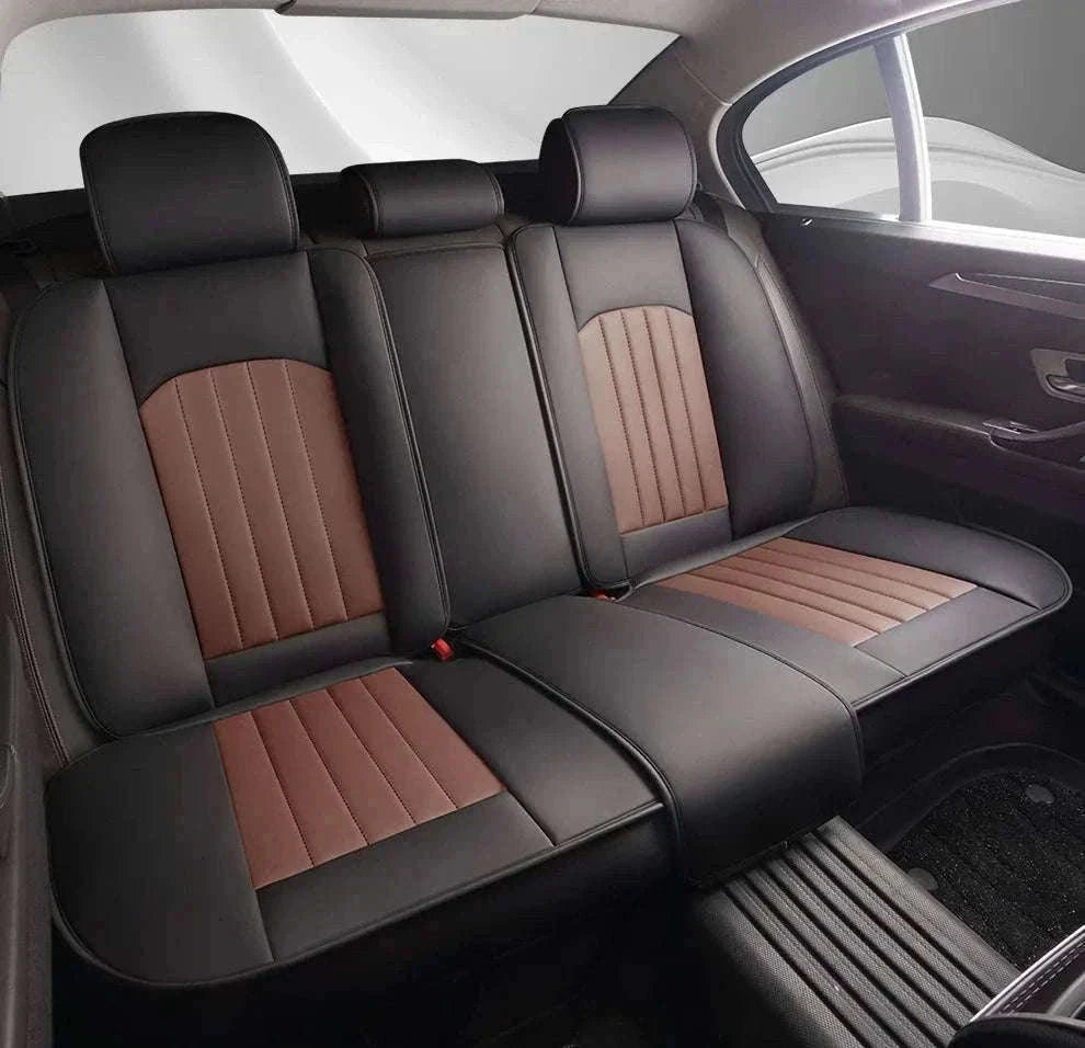 Sporty 5-Seat PU Leather Car Seat Covers with 3D Embroidery-Black red