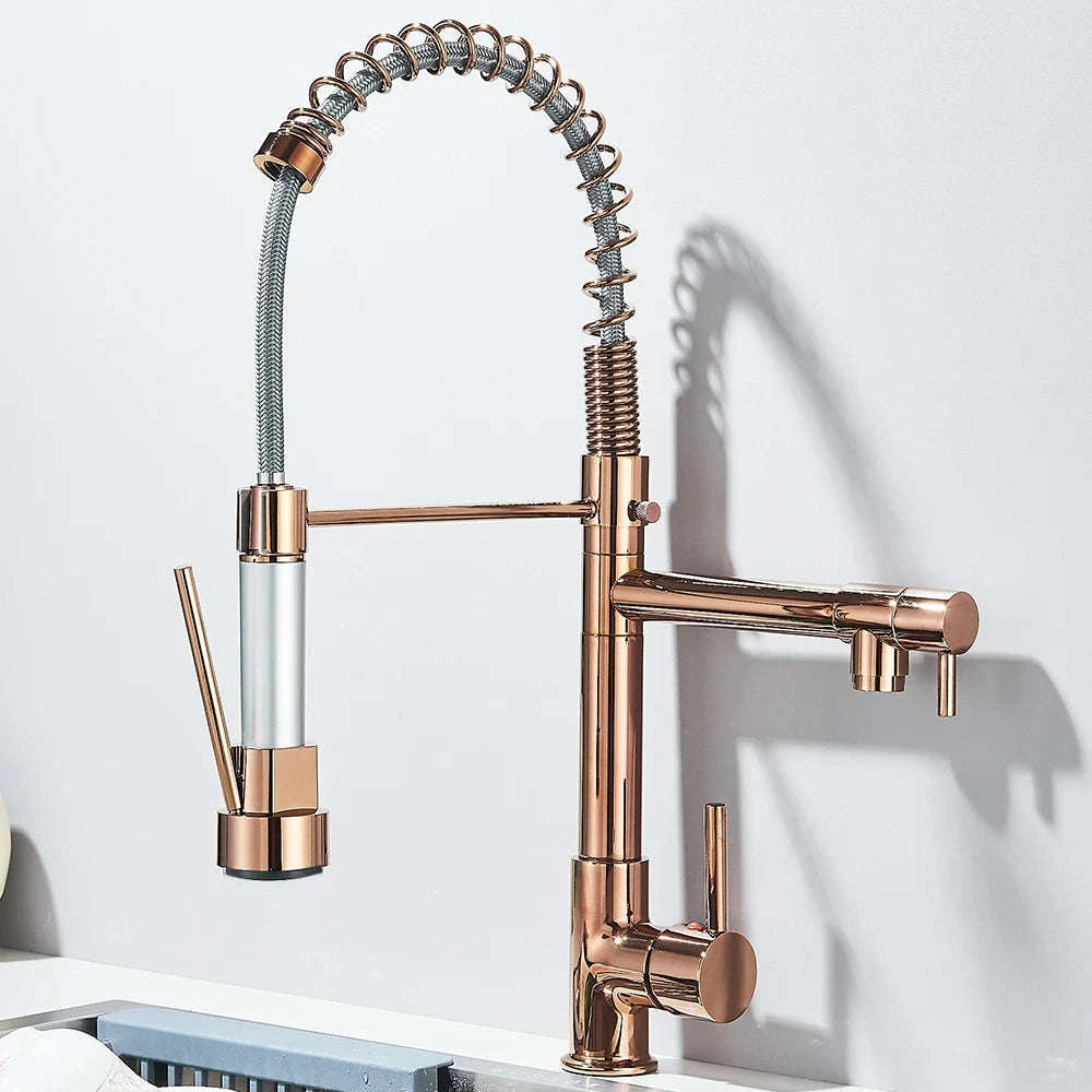 Spring Kitchen Sink Faucet Pull Down Spray Mixer-Brushed Nickel / GERMANY