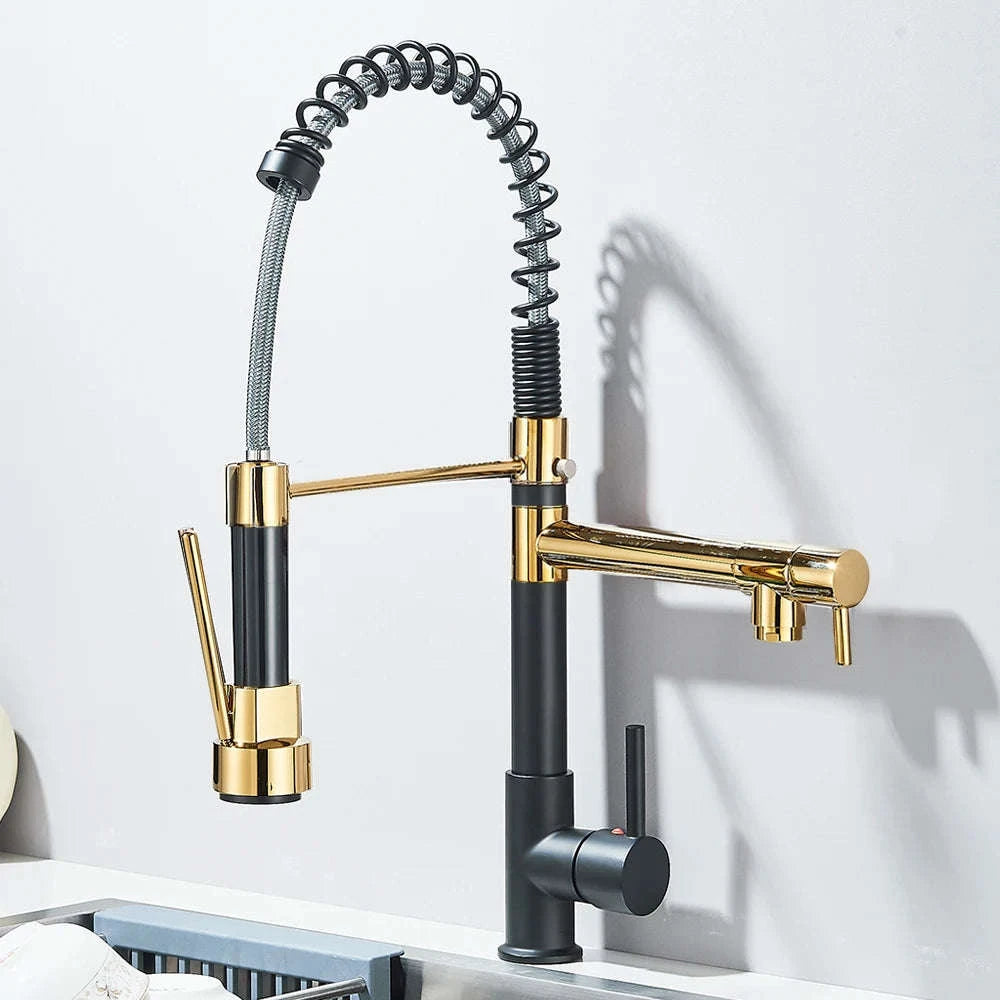 Spring Kitchen Sink Faucet Pull Down Spray Mixer-Brushed Nickel / GERMANY