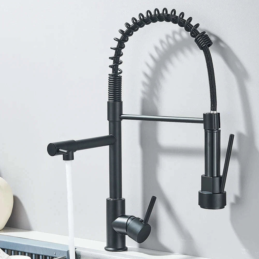 Spring Kitchen Sink Faucet Pull Down Spray Mixer-Brushed Nickel / GERMANY