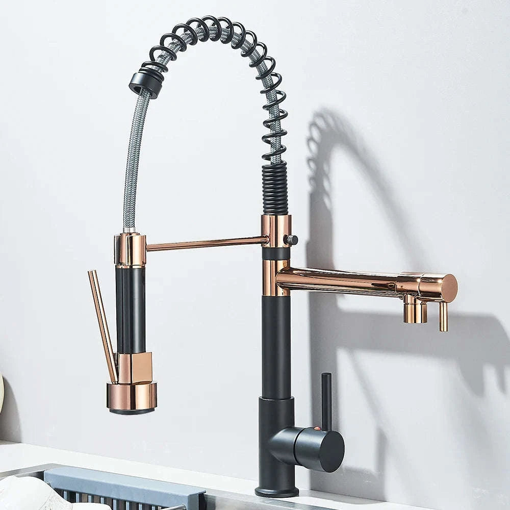 Spring Kitchen Sink Faucet Pull Down Spray Mixer-Brushed Nickel / GERMANY