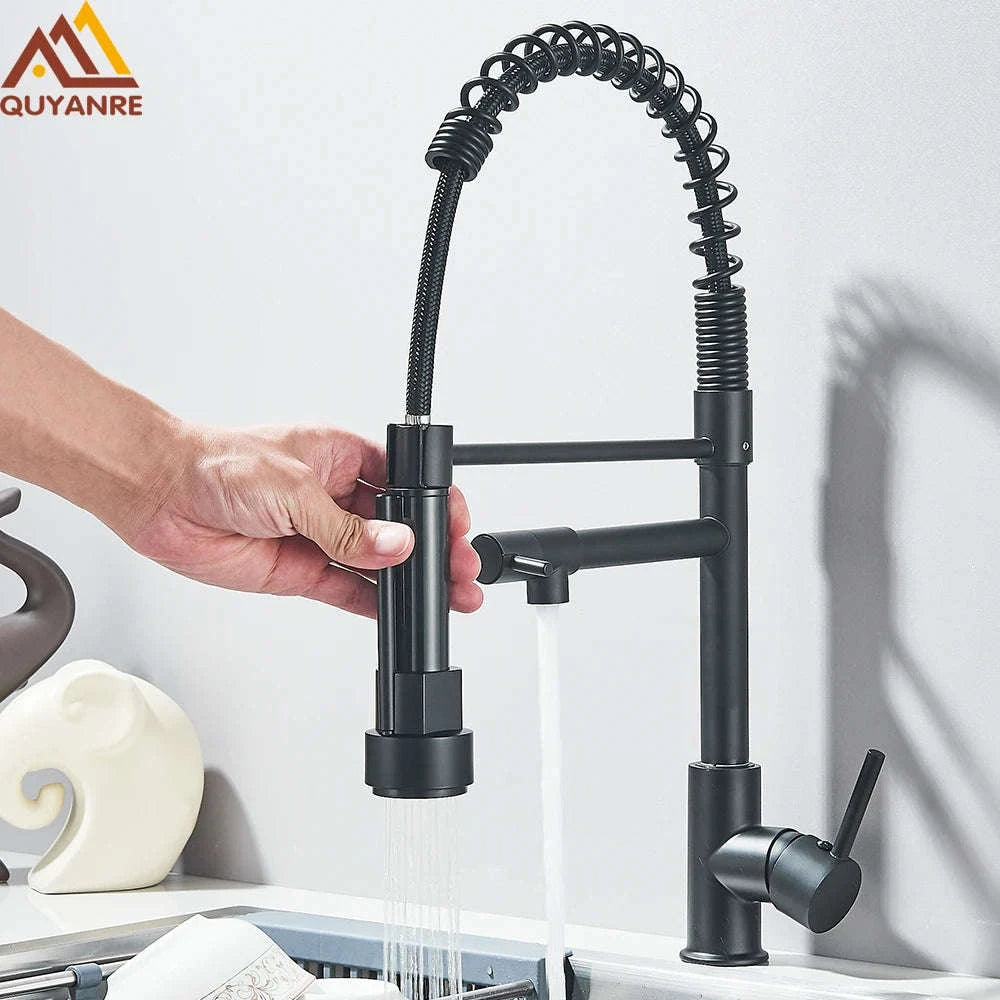 Spring Kitchen Sink Faucet Pull Down Spray Mixer-Brushed Nickel / GERMANY