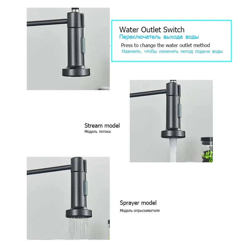 Spring Pull Down Kitchen Faucet with Hot and Cold Water-Chrome / GERMANY