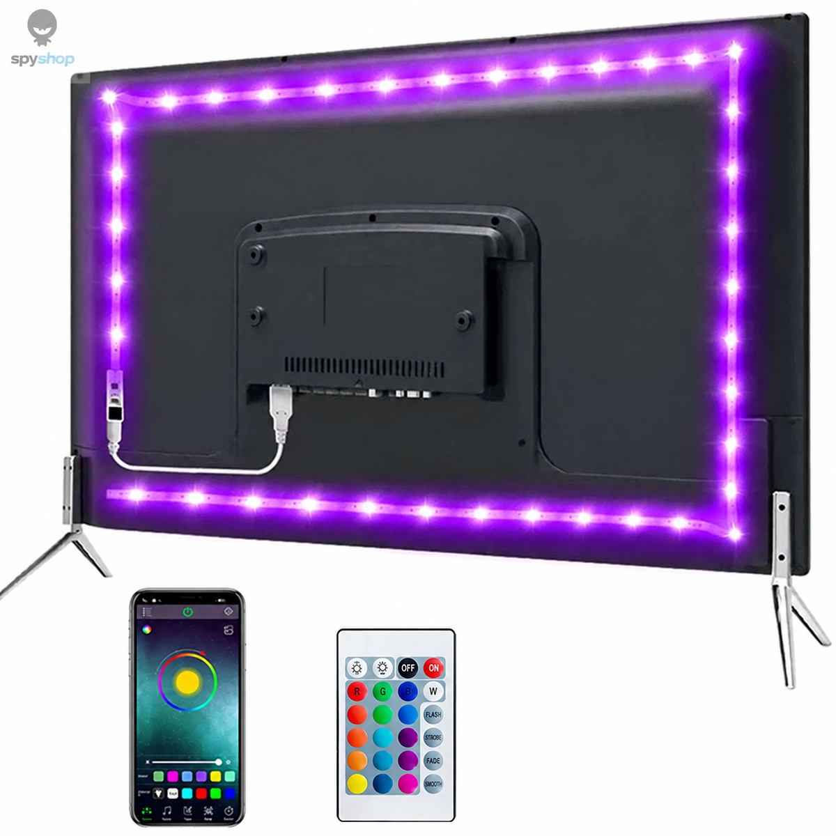 Bluetooth USB LED Strip Lights for TVs, Desks, and Gaming Setups
