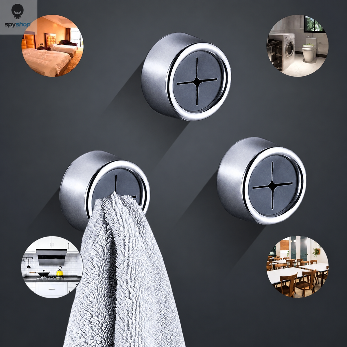 Non-Punching Dishcloth Clip 3-Pack for Tidy Kitchen Storage