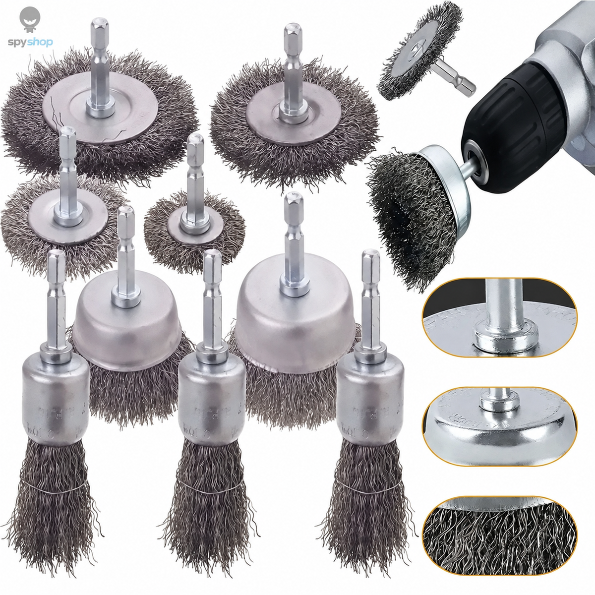 10-Piece Drill Wire Brush Set for Rust Removal and Prep