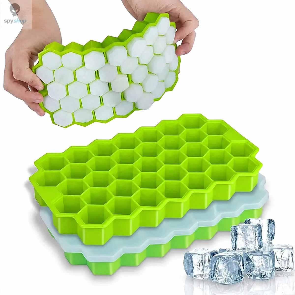 Honeycomb Ice Cube Tray with 37 Cavities and Lids
