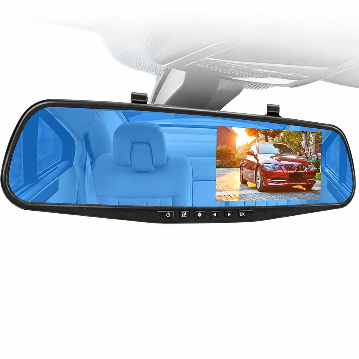 Dual Lens Dashcam Mirror DVR with 4.3" FHD 1080P Screen