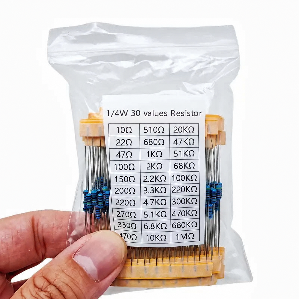 600Pcs Metal Film Resistor Kit, 1/4W Assorted Values