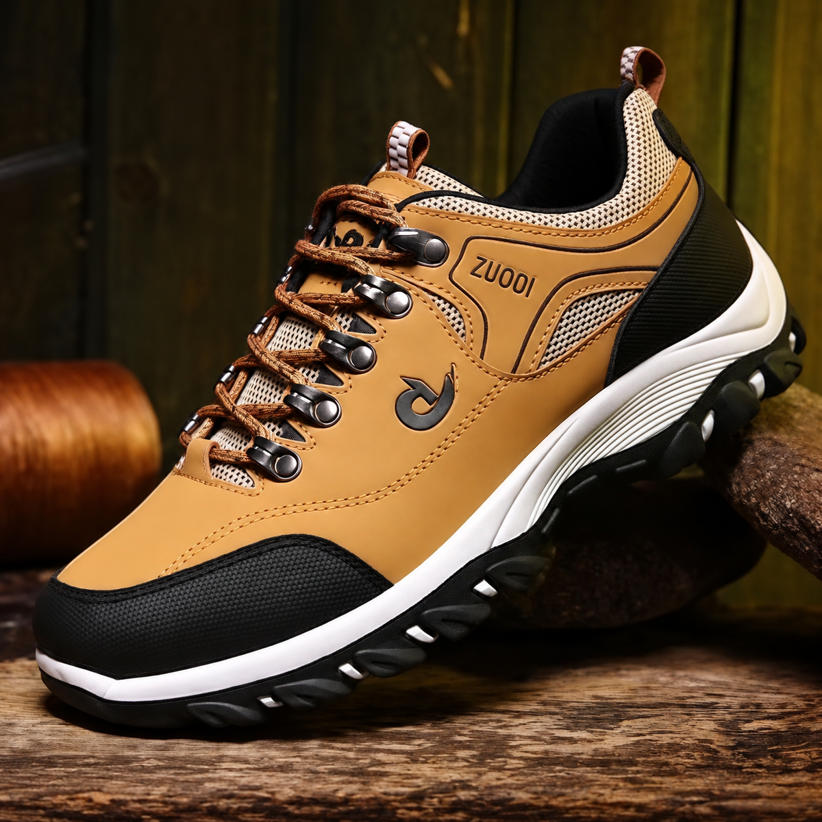 Men’s Waterproof PU Leather Hiking Shoes for Wet Trails