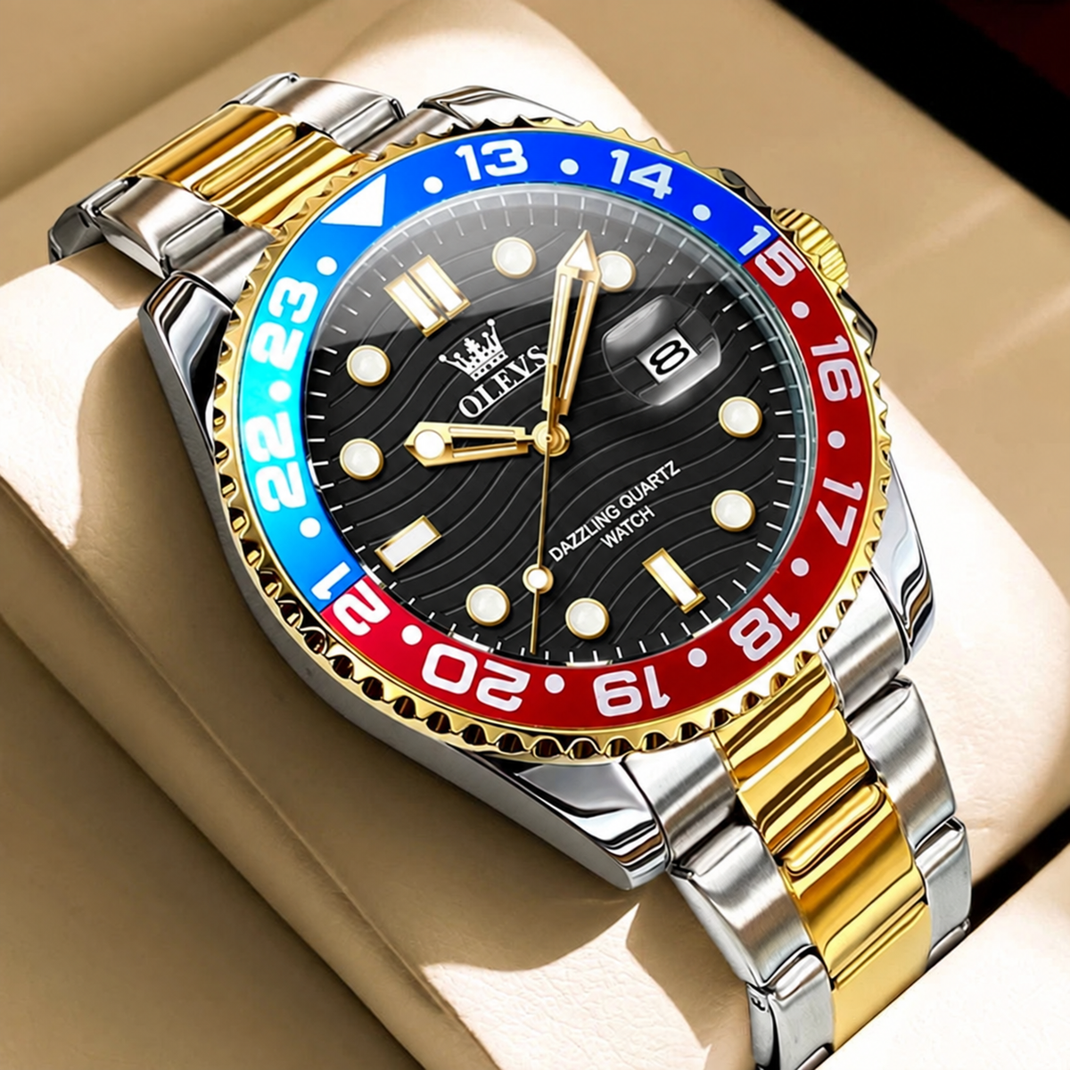 OLEVS Luxury Quartz Men's Diving Watch with Luminous Dial
