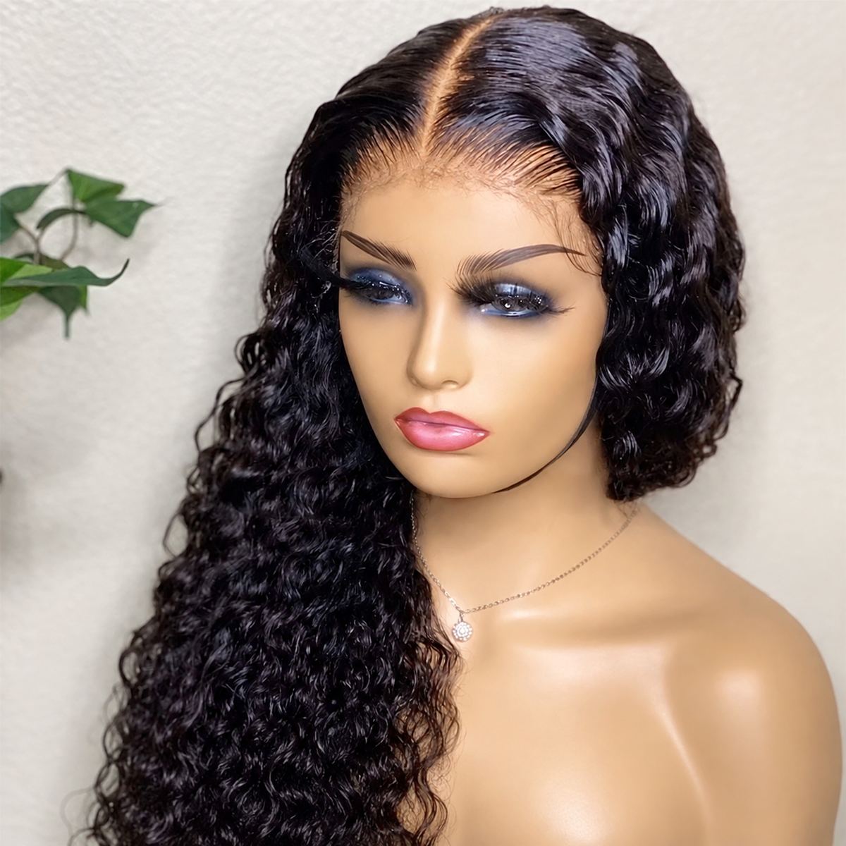 HD Transparent Deep Wave Frontal Wig, Curly Human Hair Lace Front