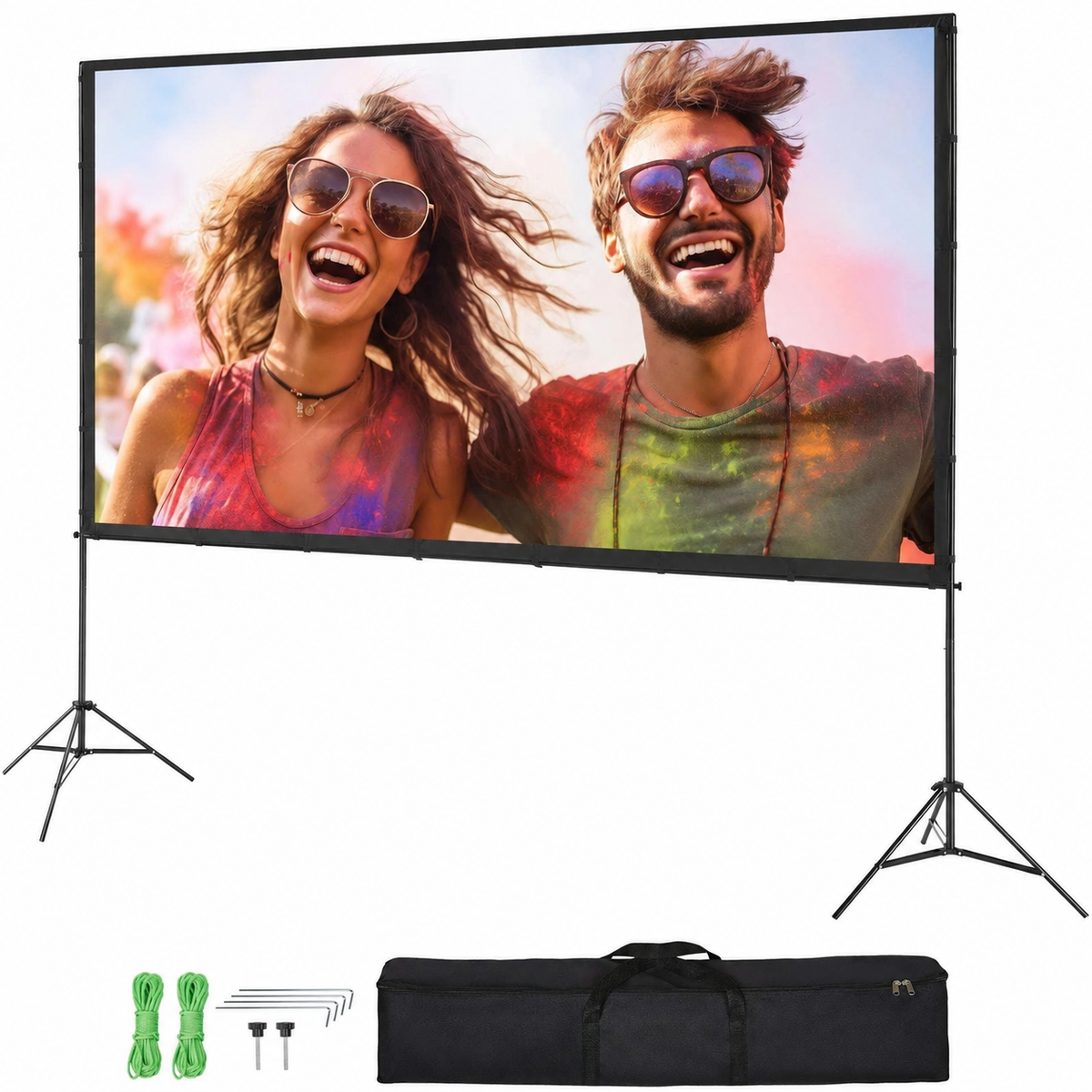 Portable Projector Screen with Stand for Home and Outdoor Cinema