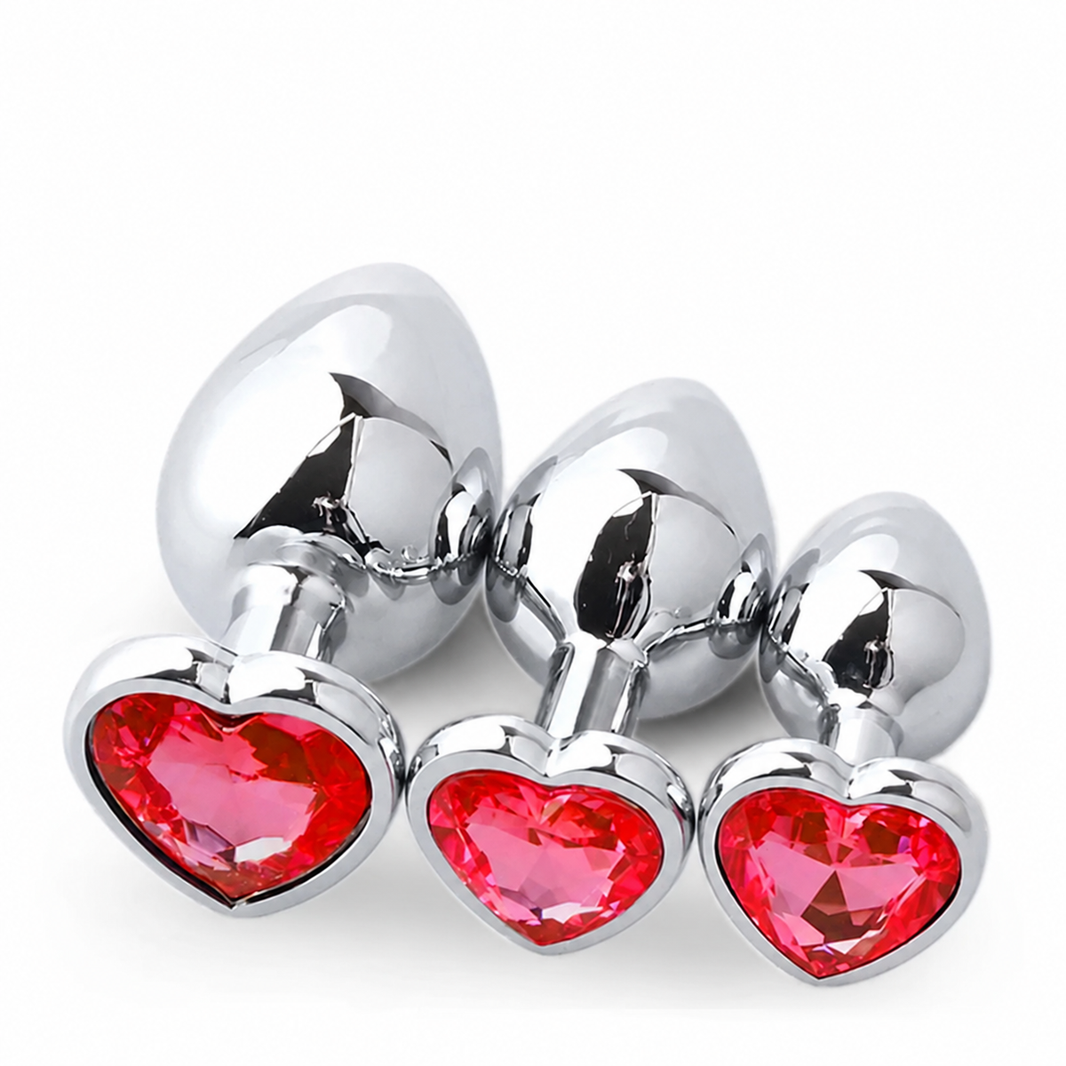 3-Piece Metal Anal Plug Set with Jewel Base