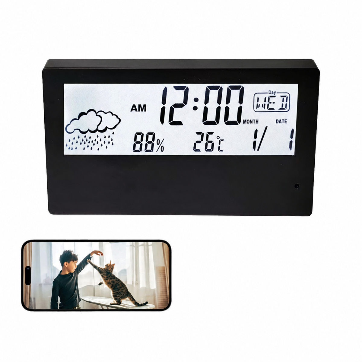 4K HD Wireless Alarm Clock Camera with Motion Detection