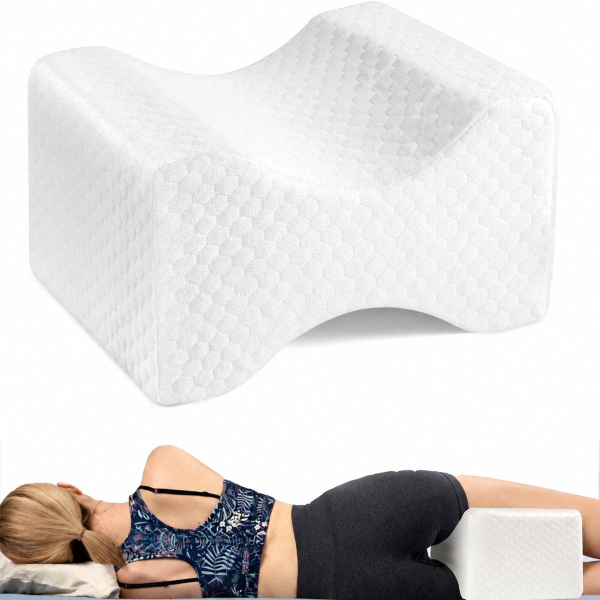 Memory Foam Leg Pillow with Side Sleeping Strap