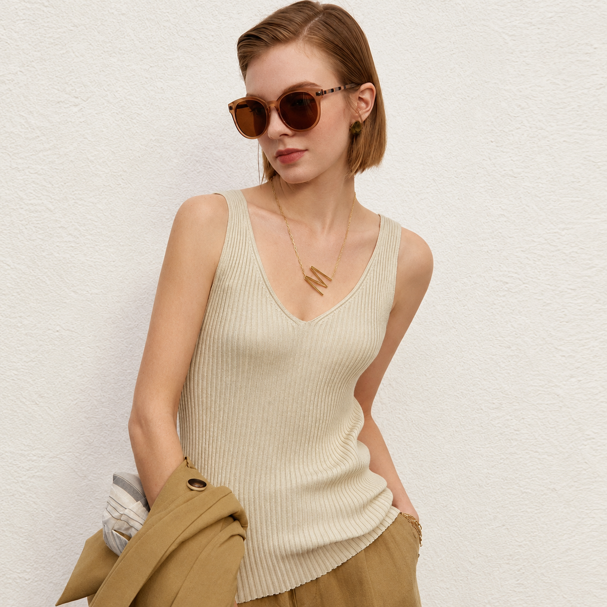 Women’s Slim Fit V-Neck Camisole Top for Office and Summer Wear