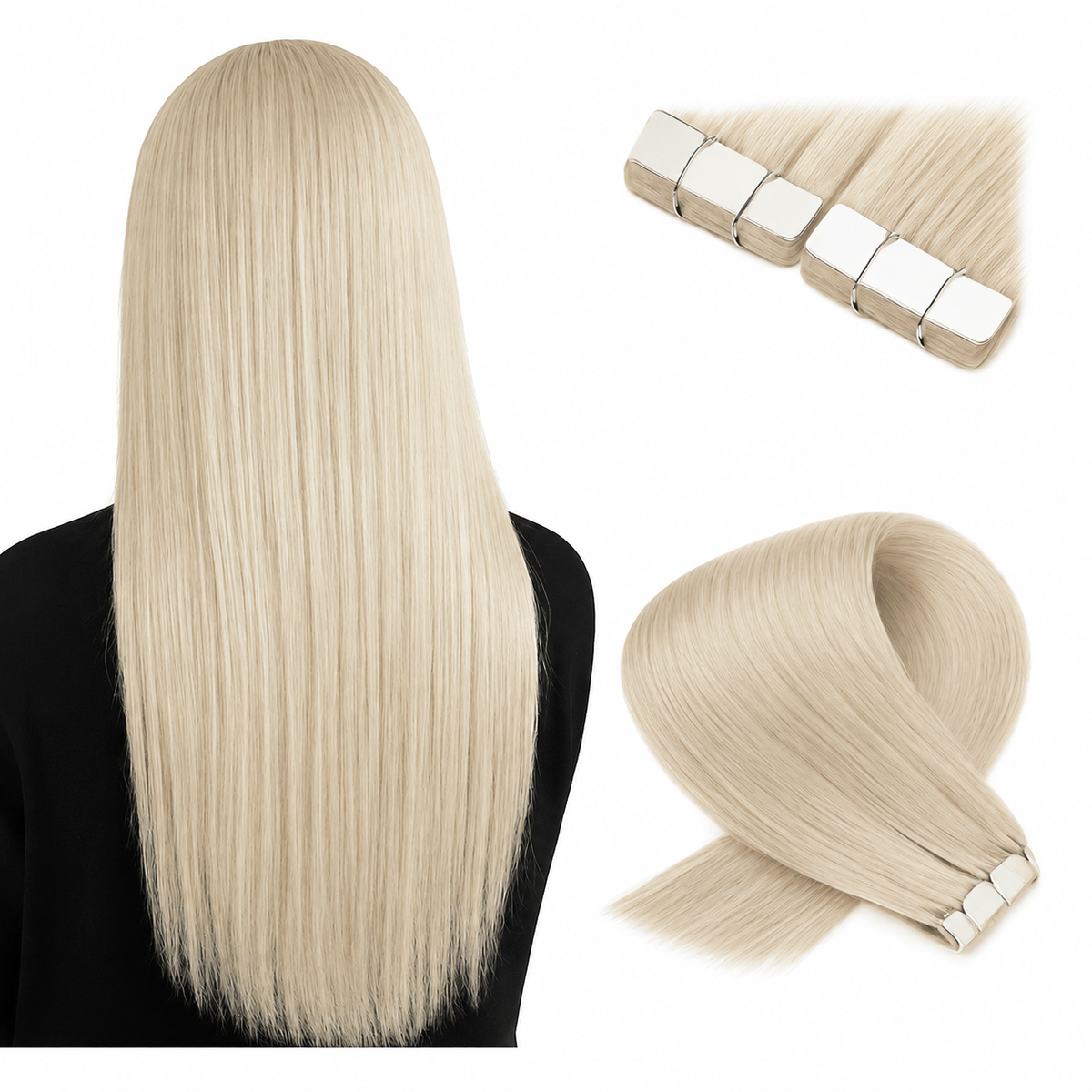 Remy Human Hair Tape-In Extensions Straight Seamless Natural Blend