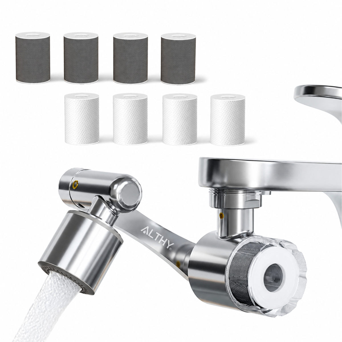 1080° Rotating Faucet Filter with 5-Stage Filtration & Spray Modes