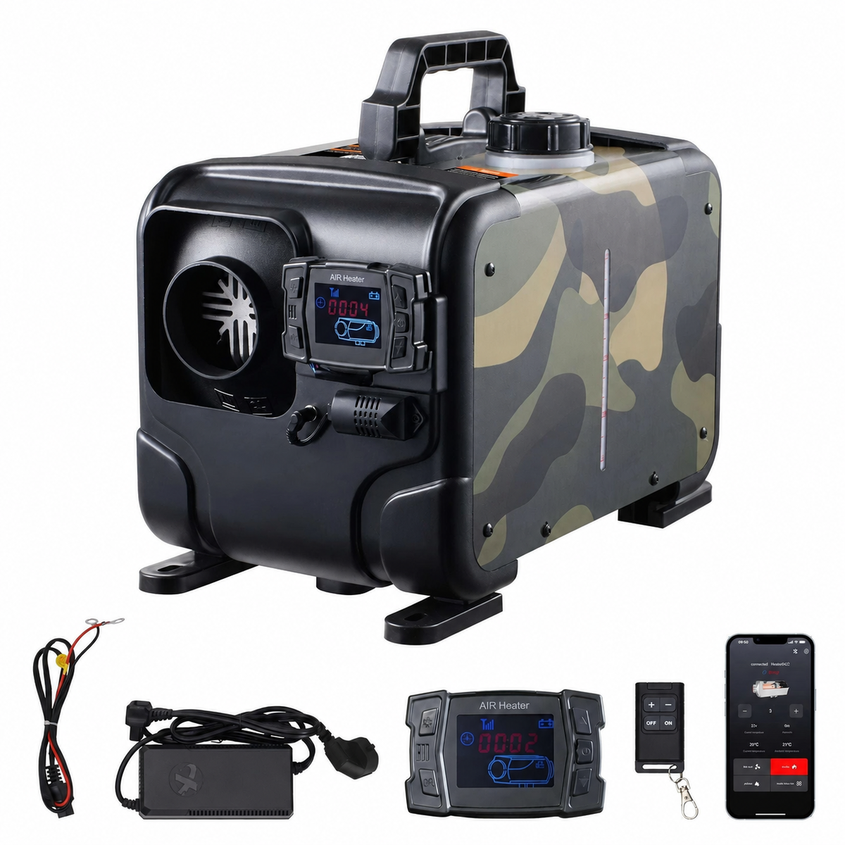 8KW Diesel Air Heater 12V/24V with Bluetooth, CO Alarm & Display