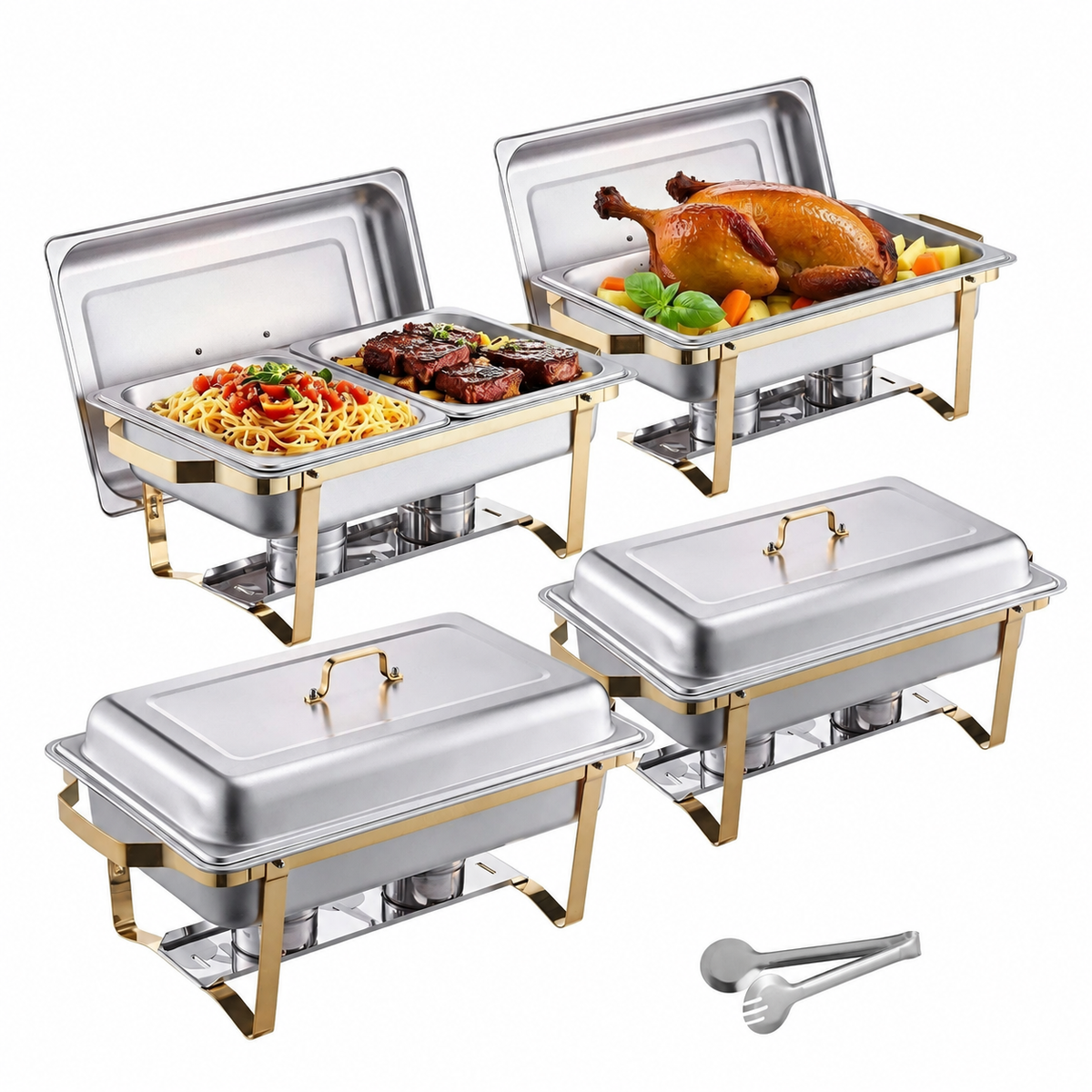 8 Qt Chafing Dish Buffet Set with 6 Pans for Catering & Events