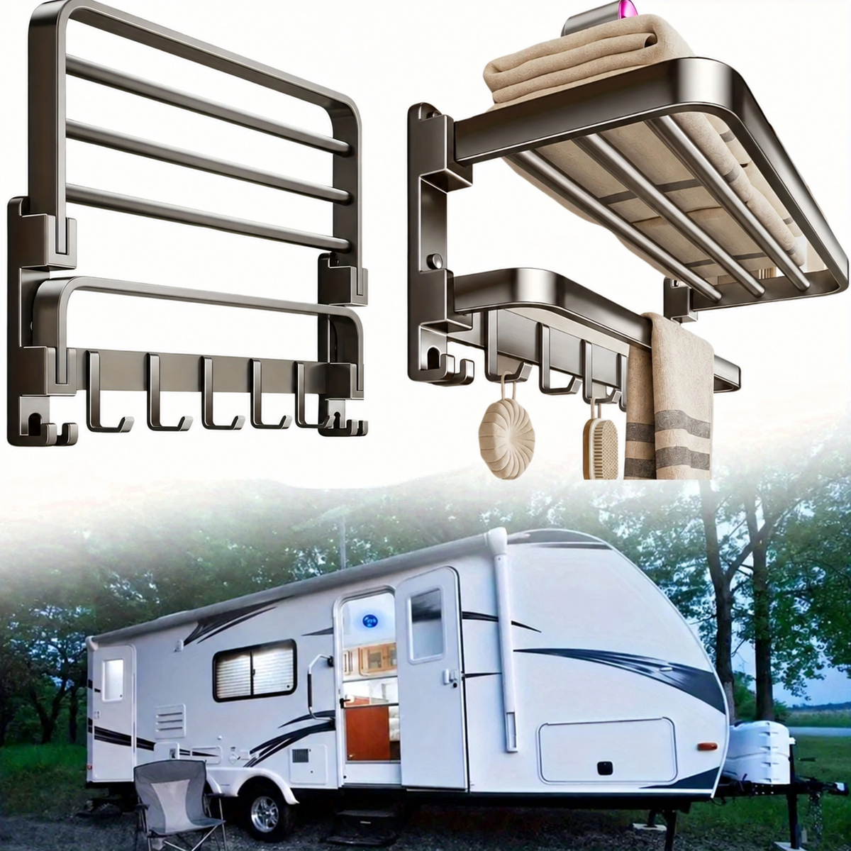 2-Layer Foldable Wall-Mounted Towel Rack