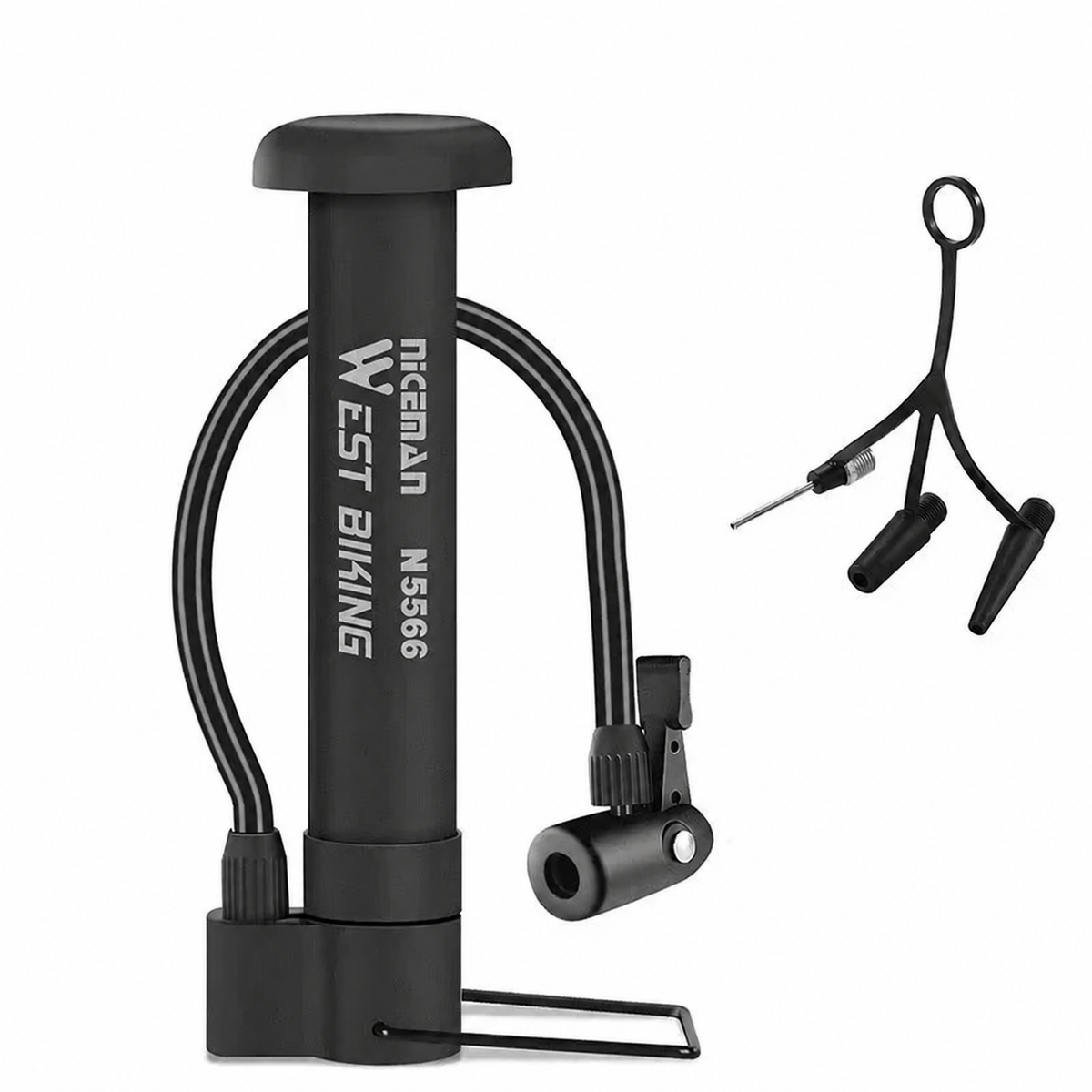 Compact Floor Bicycle Pump, 80 PSI