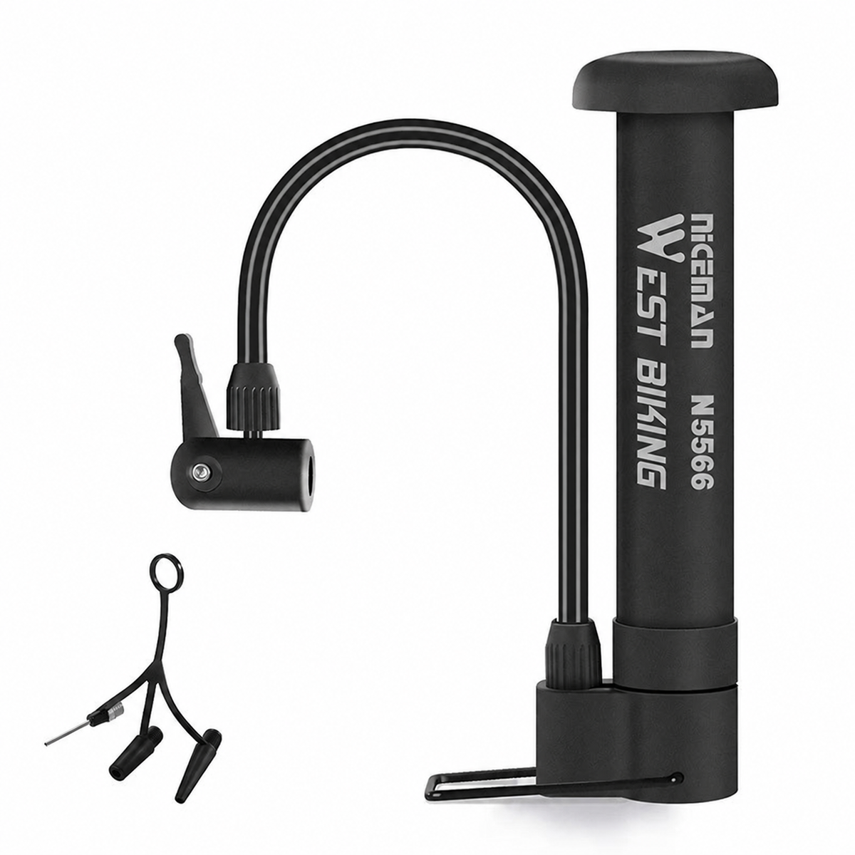 Compact Floor Bicycle Pump, 80 PSI