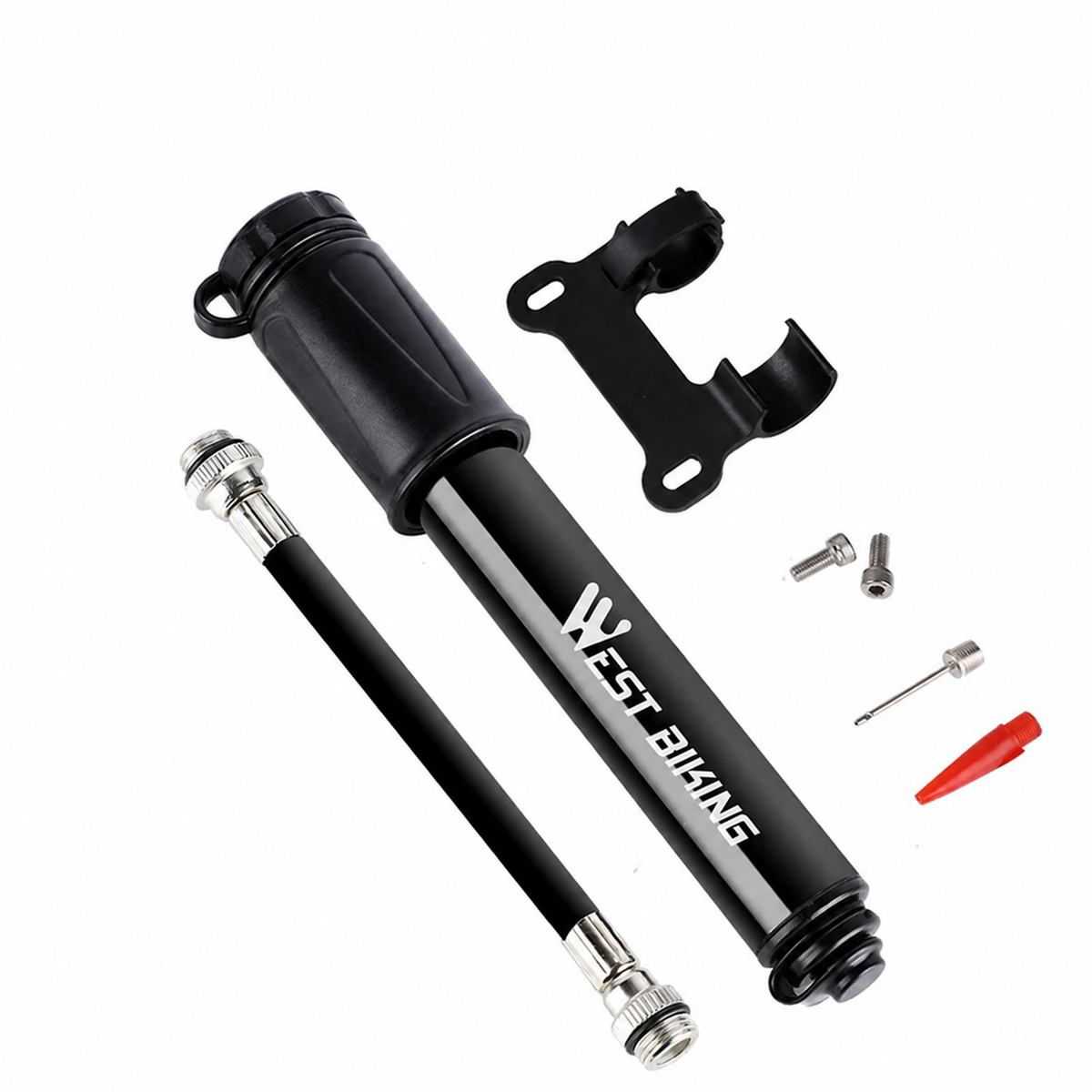 Mini Bicycle Pump with Bracket, 100 PSI