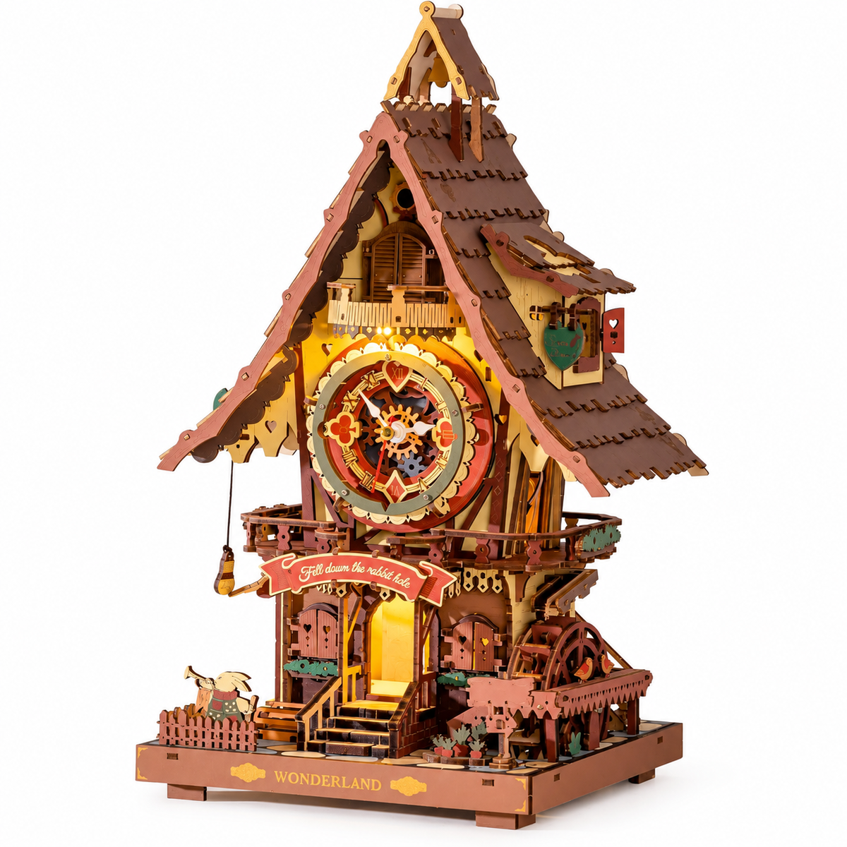 Robotime Rokr 3D Wooden Puzzle Cuckoo Clock Kit Black Forest Style with Working Bird  DIY Clock Model Kit for Kids Adults Model