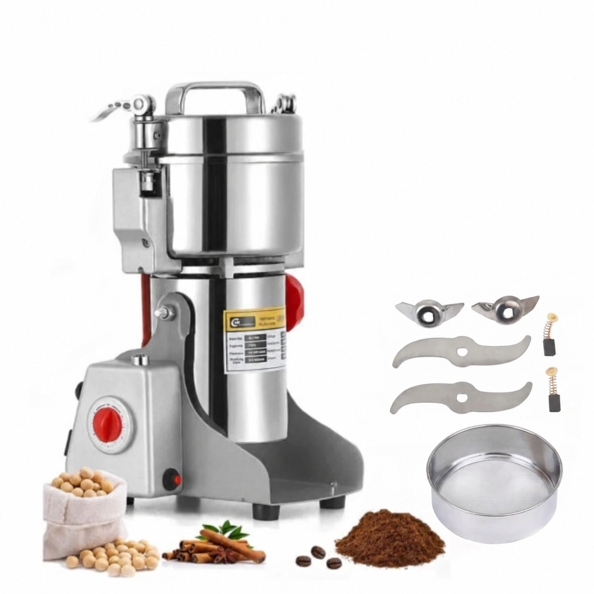 Electric Grain Grinder Mill High-speed Spice Corn Mill Commercial Powder Machine for Dry Cereals Grain Spice Coffee Herb Bean