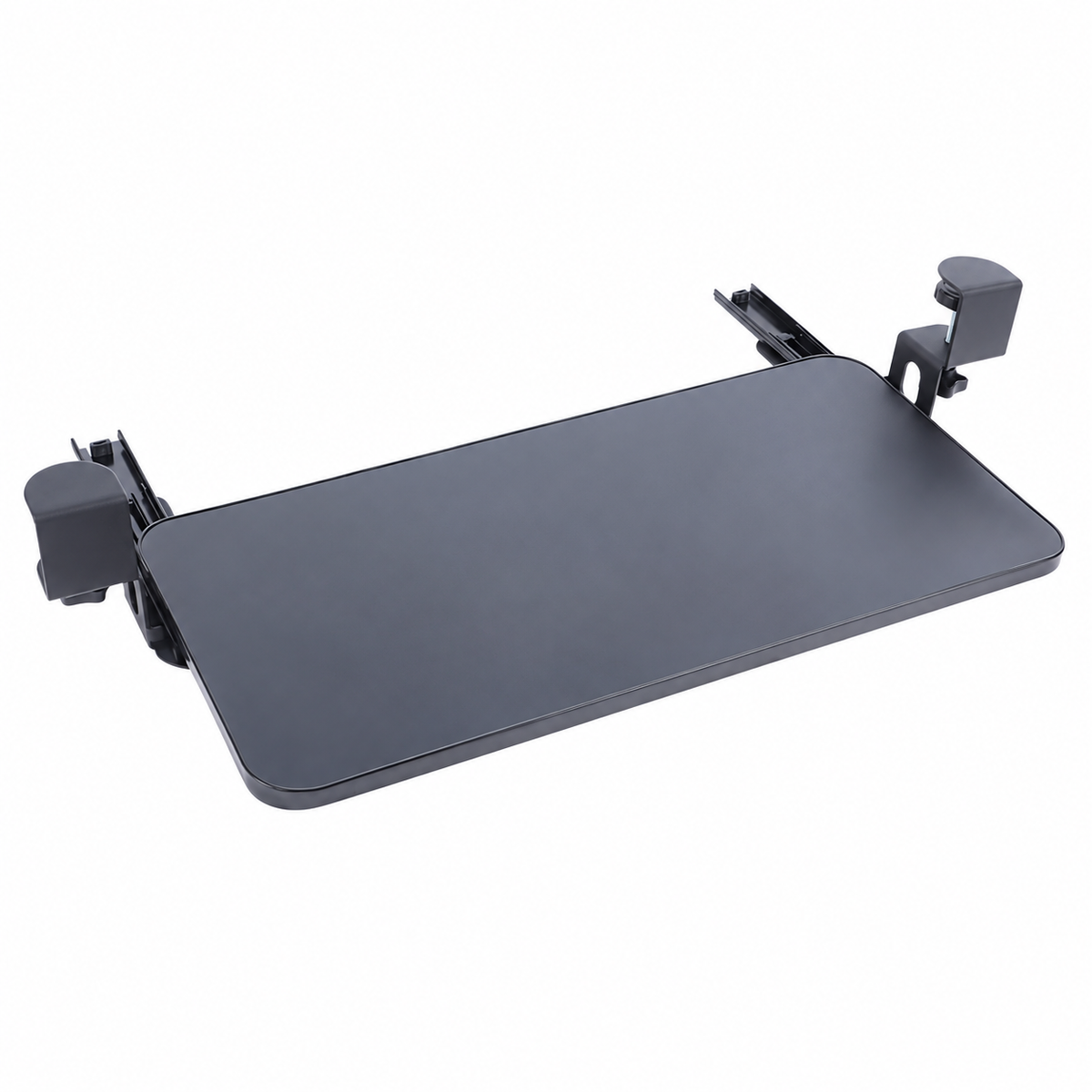 Keyboard Tray, Carbon Steel Keyboard Riser Desk Mount, No-Drill Under Desk Sliding Drawer, Heavy Duty Adjustable Computer Shelf, Easy Installation, Scratch Resistant, Black Modern Organizer for Home Office Workstation