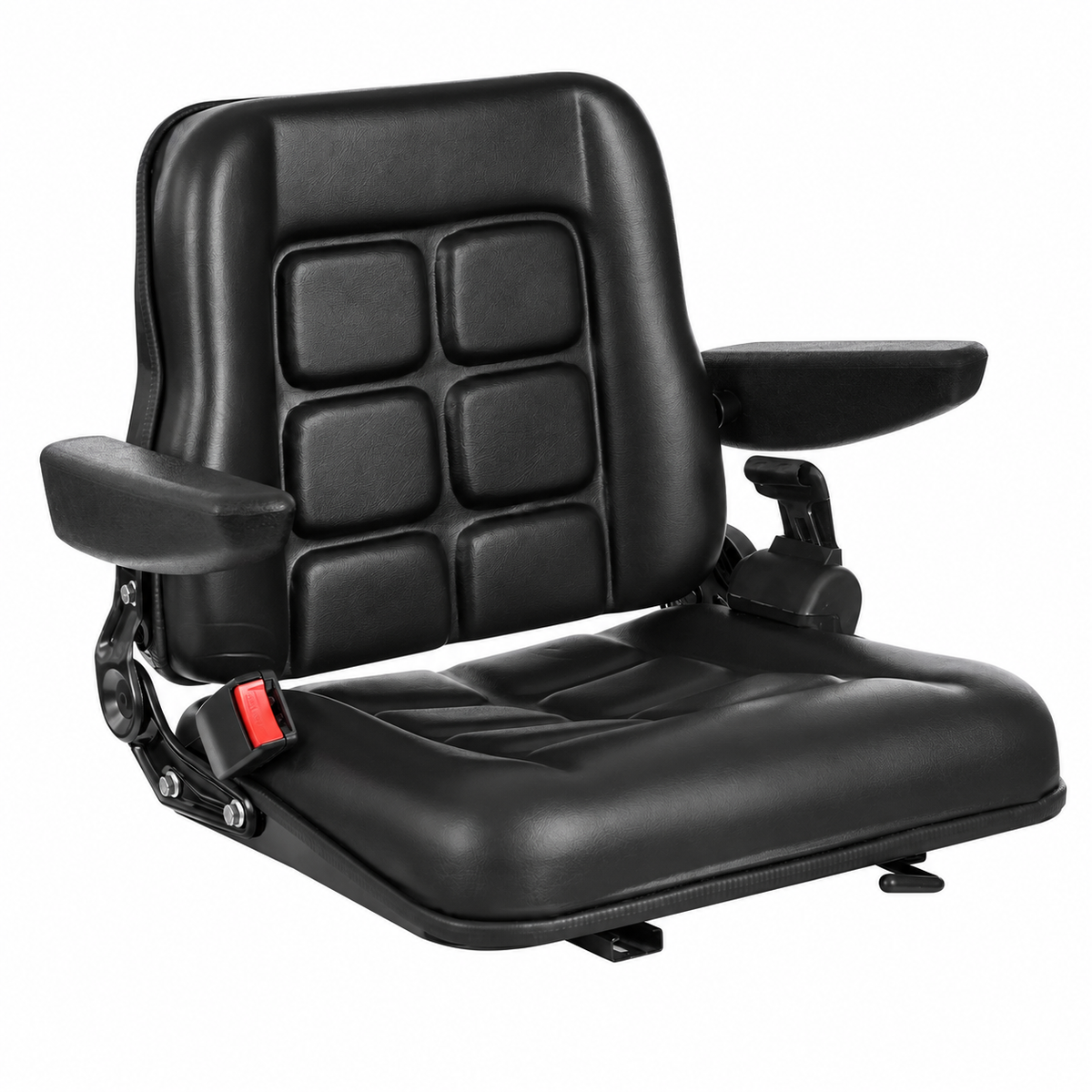 Adjustable Backrest Seat, Lawn Mower Tractor Seat, Forklift Excavator Seat, with Safety Belt and Armrest, 100kg Load Bearing