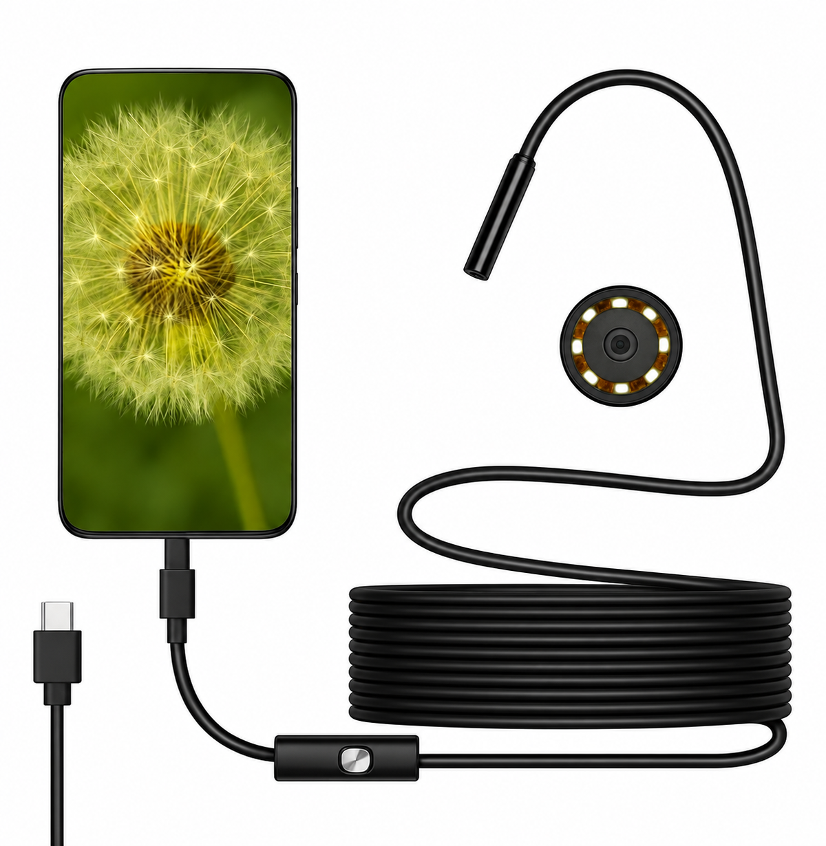 8mm USB Endoscope Camera 1080P Waterproof Borescope