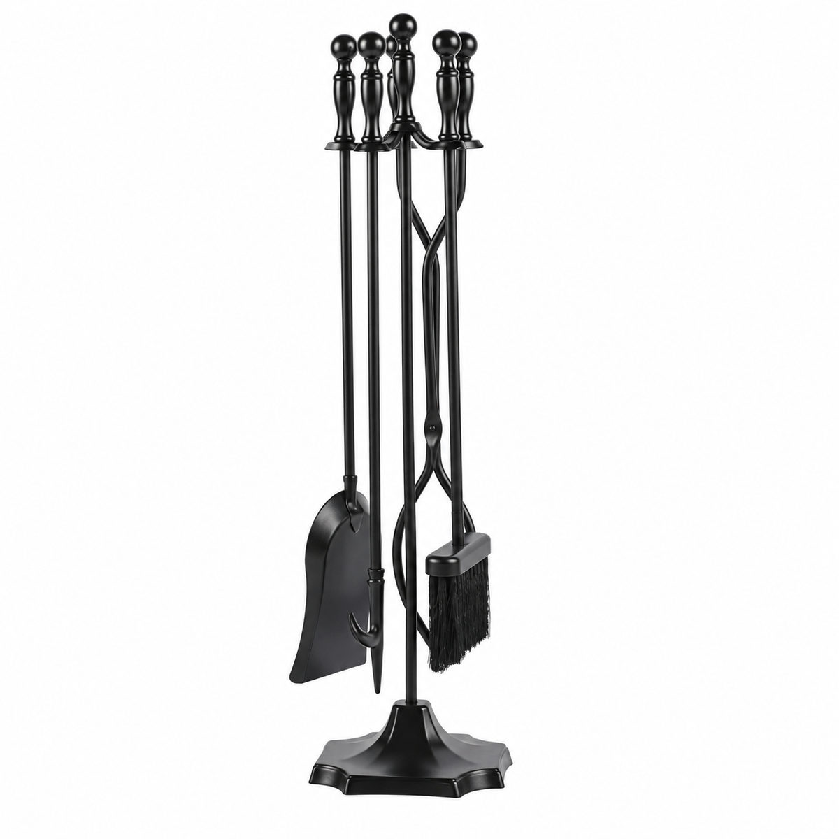 Four-Piece Fireplace Tool Set with Stand