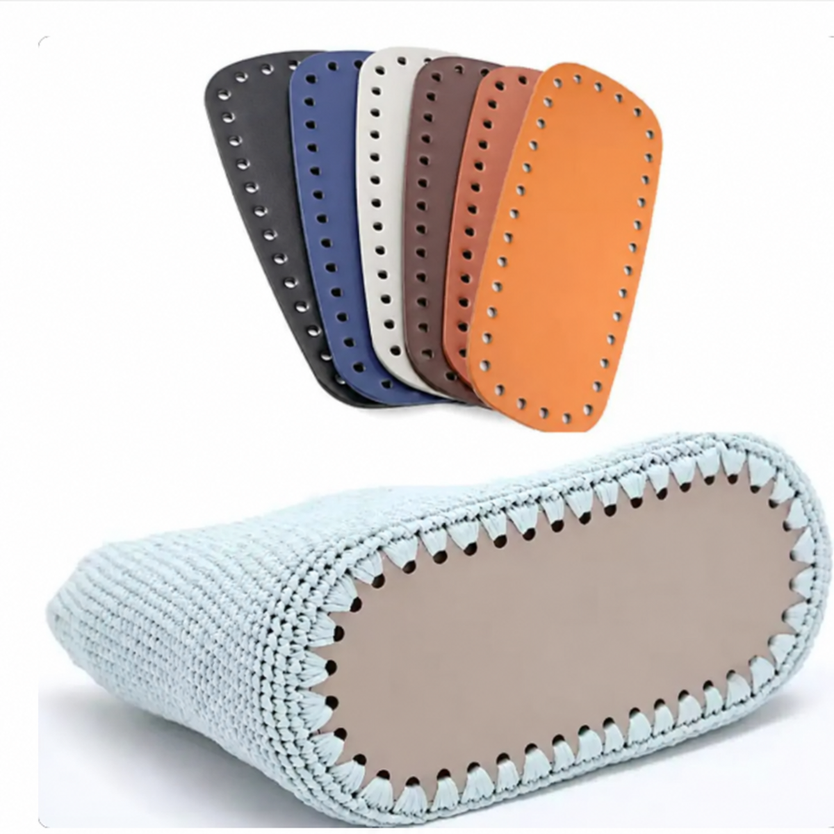Oval PU Leather Crochet Bag Base, 20 × 9 cm