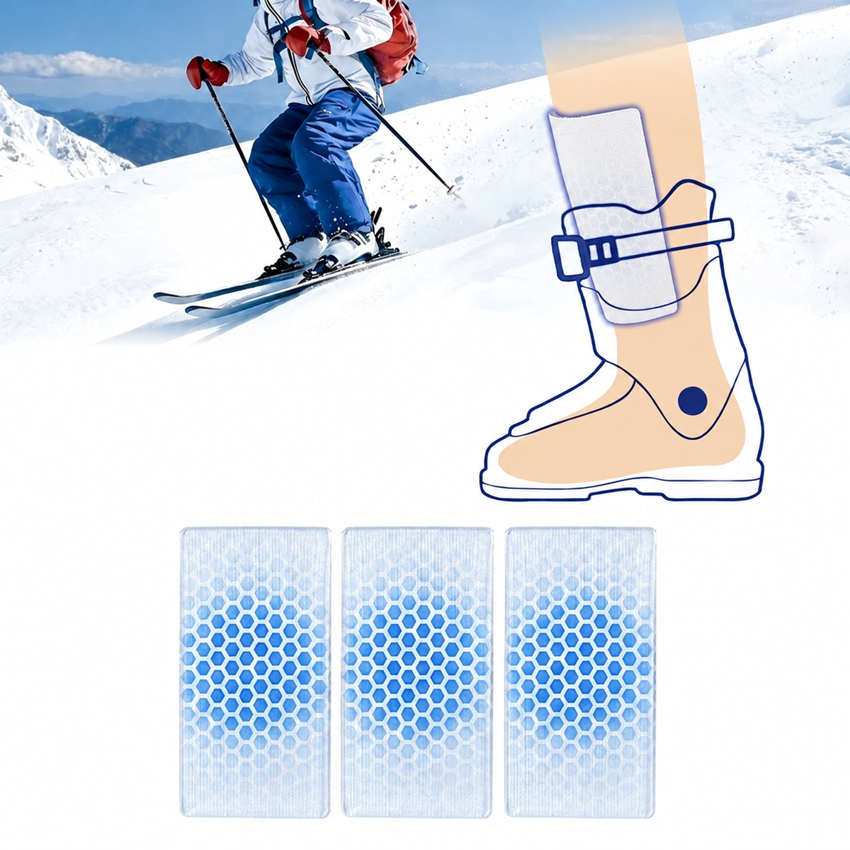 Self-Adhesive Silicone Gel Ski Boot Pad