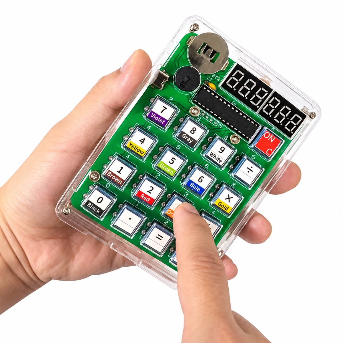 DIY LED Calculator Soldering Kit with Clear Case