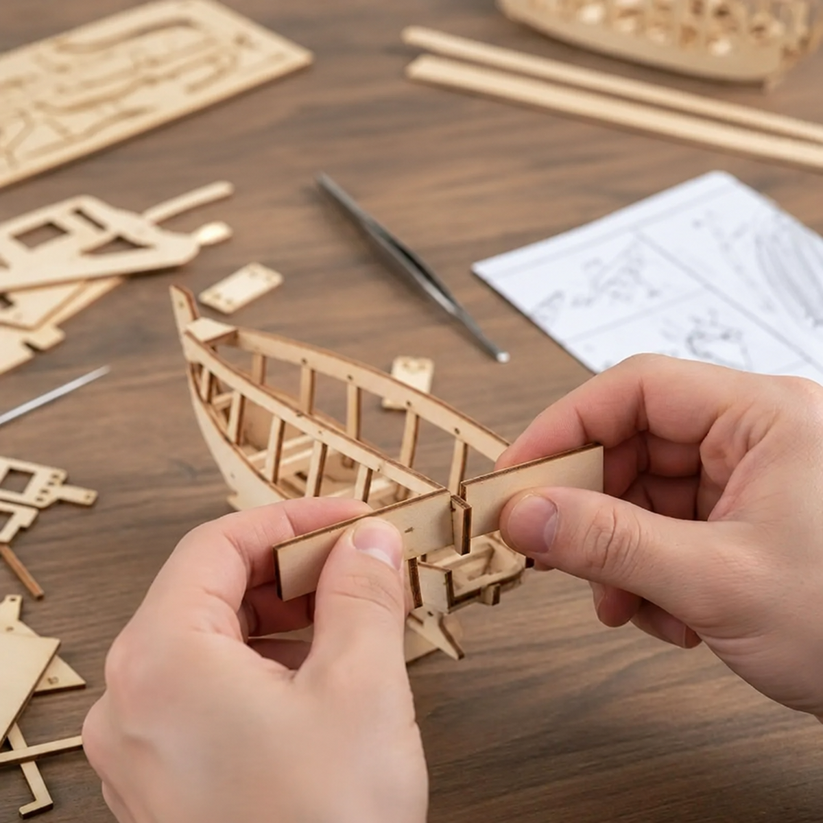 Halcon 1840 Wooden Sailing Ship Model Kit, 1:100