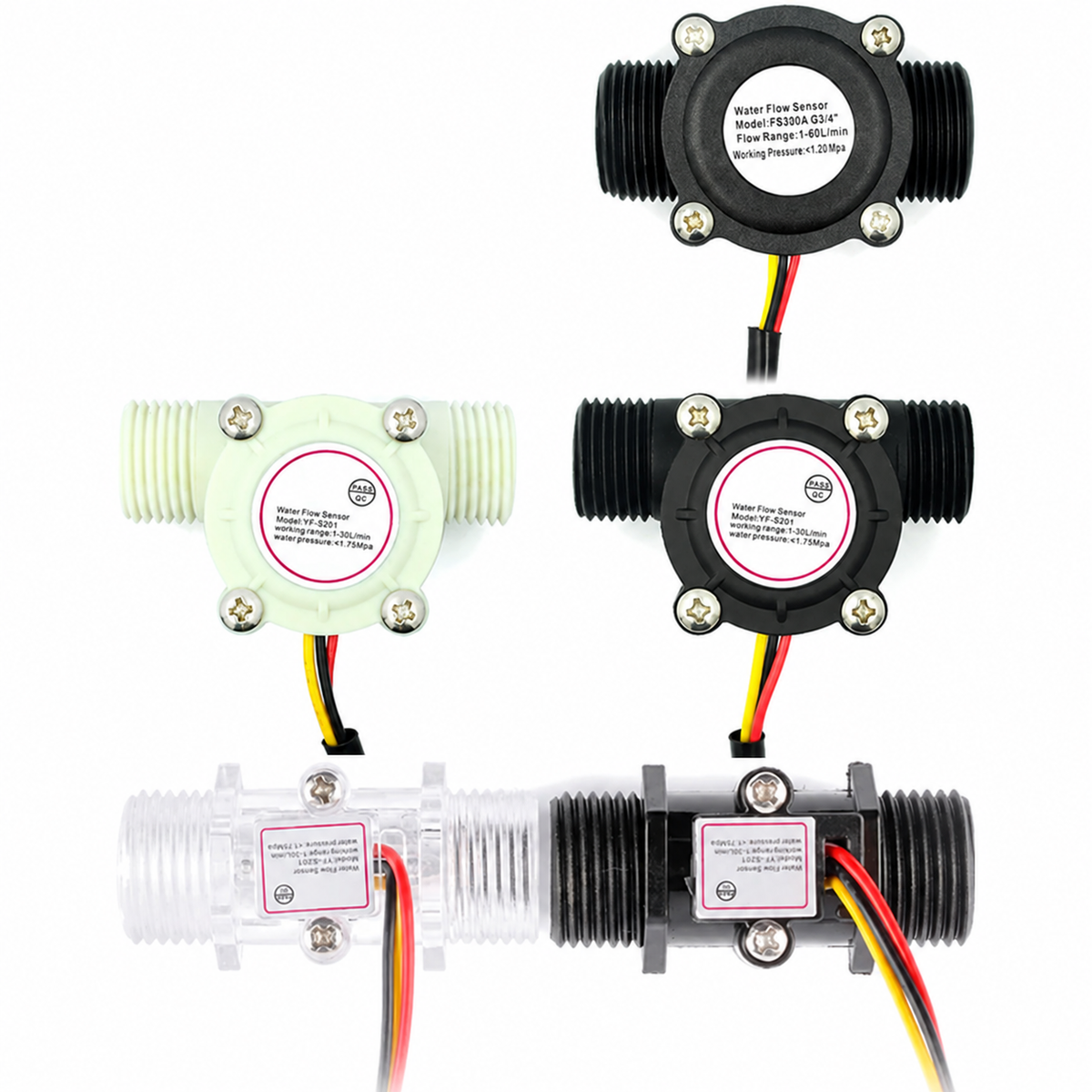 Hall-Effect Water Flow Sensor, YF-S201 or FS300A